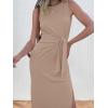 imageANRABESS Womens Summer Casual Sleeveless T Shirt Midi Dress Slim Fit Tie Waist Split Tank Long Dresses 2025 Vacation SundressKhaki