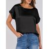 imageANRABESS Womens Summer Dressy Casual Short Sleeve Shirts Crewneck Silk Satin Business Office Work Blouse TopsBlack