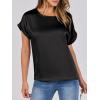 imageANRABESS Womens Summer Dressy Casual Short Sleeve Shirts Crewneck Silk Satin Business Office Work Blouse TopsBlack