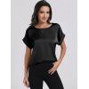 imageANRABESS Womens Summer Dressy Casual Short Sleeve Shirts Crewneck Silk Satin Business Office Work Blouse TopsBlack