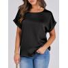 imageANRABESS Womens Summer Dressy Casual Short Sleeve Shirts Crewneck Silk Satin Business Office Work Blouse TopsBlack