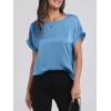 imageANRABESS Womens Summer Dressy Casual Short Sleeve Shirts Crewneck Silk Satin Business Office Work Blouse TopsBlue