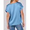 imageANRABESS Womens Summer Dressy Casual Short Sleeve Shirts Crewneck Silk Satin Business Office Work Blouse TopsBlue
