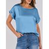 imageANRABESS Womens Summer Dressy Casual Short Sleeve Shirts Crewneck Silk Satin Business Office Work Blouse TopsBlue