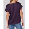 imageANRABESS Womens Summer Dressy Casual Short Sleeve Shirts Crewneck Silk Satin Business Office Work Blouse TopsDark Purple