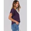 imageANRABESS Womens Summer Dressy Casual Short Sleeve Shirts Crewneck Silk Satin Business Office Work Blouse TopsDark Purple
