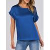 imageANRABESS Womens Summer Dressy Casual Short Sleeve Shirts Crewneck Silk Satin Business Office Work Blouse TopsDeep Blue