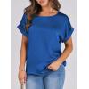 imageANRABESS Womens Summer Dressy Casual Short Sleeve Shirts Crewneck Silk Satin Business Office Work Blouse TopsDeep Blue