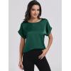 imageANRABESS Womens Summer Dressy Casual Short Sleeve Shirts Crewneck Silk Satin Business Office Work Blouse TopsGreen