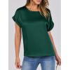 imageANRABESS Womens Summer Dressy Casual Short Sleeve Shirts Crewneck Silk Satin Business Office Work Blouse TopsGreen