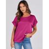 imageANRABESS Womens Summer Dressy Casual Short Sleeve Shirts Crewneck Silk Satin Business Office Work Blouse TopsHot Pink