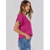 imageANRABESS Womens Summer Dressy Casual Short Sleeve Shirts Crewneck Silk Satin Business Office Work Blouse TopsHot Pink