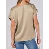 imageANRABESS Womens Summer Dressy Casual Short Sleeve Shirts Crewneck Silk Satin Business Office Work Blouse TopsKhaki