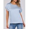 imageANRABESS Womens Summer Dressy Casual Short Sleeve Shirts Crewneck Silk Satin Business Office Work Blouse TopsLight Blue