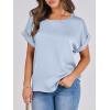 imageANRABESS Womens Summer Dressy Casual Short Sleeve Shirts Crewneck Silk Satin Business Office Work Blouse TopsLight Blue