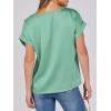 imageANRABESS Womens Summer Dressy Casual Short Sleeve Shirts Crewneck Silk Satin Business Office Work Blouse TopsLight Green