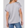 imageANRABESS Womens Summer Dressy Casual Short Sleeve Shirts Crewneck Silk Satin Business Office Work Blouse TopsLight Grey