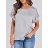 imageANRABESS Womens Summer Dressy Casual Short Sleeve Shirts Crewneck Silk Satin Business Office Work Blouse TopsLight Grey