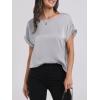 imageANRABESS Womens Summer Dressy Casual Short Sleeve Shirts Crewneck Silk Satin Business Office Work Blouse TopsLight Grey