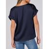 imageANRABESS Womens Summer Dressy Casual Short Sleeve Shirts Crewneck Silk Satin Business Office Work Blouse TopsNavy Blue