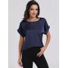 imageANRABESS Womens Summer Dressy Casual Short Sleeve Shirts Crewneck Silk Satin Business Office Work Blouse TopsNavy Blue
