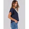 imageANRABESS Womens Summer Dressy Casual Short Sleeve Shirts Crewneck Silk Satin Business Office Work Blouse TopsNavy Blue