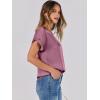 imageANRABESS Womens Summer Dressy Casual Short Sleeve Shirts Crewneck Silk Satin Business Office Work Blouse TopsPink Purple