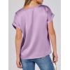 imageANRABESS Womens Summer Dressy Casual Short Sleeve Shirts Crewneck Silk Satin Business Office Work Blouse TopsPurple