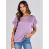 imageANRABESS Womens Summer Dressy Casual Short Sleeve Shirts Crewneck Silk Satin Business Office Work Blouse TopsPurple