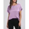 imageANRABESS Womens Summer Dressy Casual Short Sleeve Shirts Crewneck Silk Satin Business Office Work Blouse TopsPurple