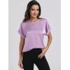 imageANRABESS Womens Summer Dressy Casual Short Sleeve Shirts Crewneck Silk Satin Business Office Work Blouse TopsPurple