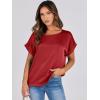 imageANRABESS Womens Summer Dressy Casual Short Sleeve Shirts Crewneck Silk Satin Business Office Work Blouse TopsRed