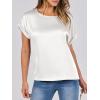 imageANRABESS Womens Summer Dressy Casual Short Sleeve Shirts Crewneck Silk Satin Business Office Work Blouse TopsWhite