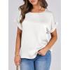 imageANRABESS Womens Summer Dressy Casual Short Sleeve Shirts Crewneck Silk Satin Business Office Work Blouse TopsWhite