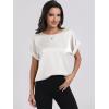 imageANRABESS Womens Summer Dressy Casual Short Sleeve Shirts Crewneck Silk Satin Business Office Work Blouse TopsWhite