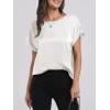imageANRABESS Womens Summer Dressy Casual Short Sleeve Shirts Crewneck Silk Satin Business Office Work Blouse TopsWhite