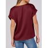 imageANRABESS Womens Summer Dressy Casual Short Sleeve Shirts Crewneck Silk Satin Business Office Work Blouse TopsWine Red