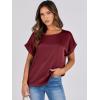 imageANRABESS Womens Summer Dressy Casual Short Sleeve Shirts Crewneck Silk Satin Business Office Work Blouse TopsWine Red