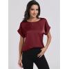 imageANRABESS Womens Summer Dressy Casual Short Sleeve Shirts Crewneck Silk Satin Business Office Work Blouse TopsWine Red