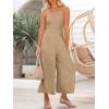 imageANRABESS Womens Summer Straps One Shoulder High Waist Dressy Casual Wide Leg Linen Jumpsuit Romper Beach Travel OutfitsKahki