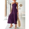 imageANRABESS Womens Summer Straps One Shoulder High Waist Dressy Casual Wide Leg Linen Jumpsuit Romper Beach Travel OutfitsPurple