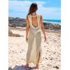 imageANRABESS Womens Swimsuit Cover Up Sleeveless Hollow Knit Bikini Swimwear Bathing Suit Coverup Crochet Beach DressBeige