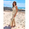 imageANRABESS Womens Swimsuit Cover Up Sleeveless Hollow Knit Bikini Swimwear Bathing Suit Coverup Crochet Beach DressBeige