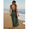 imageANRABESS Womens Swimsuit Cover Up Sleeveless Hollow Knit Bikini Swimwear Bathing Suit Coverup Crochet Beach DressDeep Green