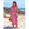 imageANRABESS Womens Swimsuit Cover Up Sleeveless Hollow Knit Bikini Swimwear Bathing Suit Coverup Crochet Beach DressHot Pink