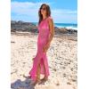 imageANRABESS Womens Swimsuit Cover Up Sleeveless Hollow Knit Bikini Swimwear Bathing Suit Coverup Crochet Beach DressHot Pink
