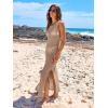imageANRABESS Womens Swimsuit Cover Up Sleeveless Hollow Knit Bikini Swimwear Bathing Suit Coverup Crochet Beach DressKhaki