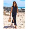 imageANRABESS Womens Swimsuit Cover Up Sleeveless Hollow Knit Bikini Swimwear Bathing Suit Coverup Crochet Beach DressNavy Blue