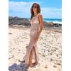 imageANRABESS Womens Swimsuit Cover Up Sleeveless Hollow Knit Bikini Swimwear Bathing Suit Coverup Crochet Beach DressPink