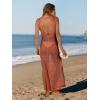 imageANRABESS Womens Swimsuit Cover Up Sleeveless Hollow Knit Bikini Swimwear Bathing Suit Coverup Crochet Beach DressRust